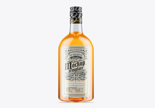 Whiskey Bottle Mockup with Vintage Distillery Label Design