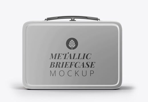 Metallic Briefcase Mockup with Sleek Hard Shell Design