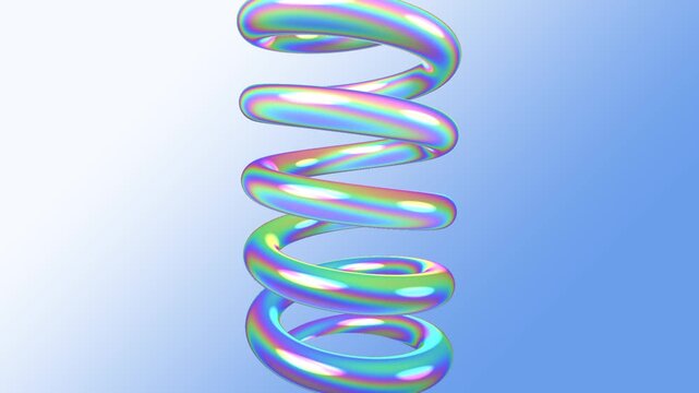 Science education showcases iridescent helix spring coil animation