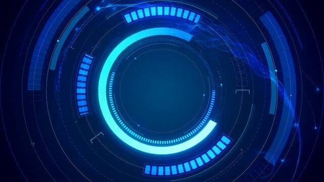 Futuristic HUD digital technology interface loop animation, abstract cyber circle HUD design motion background