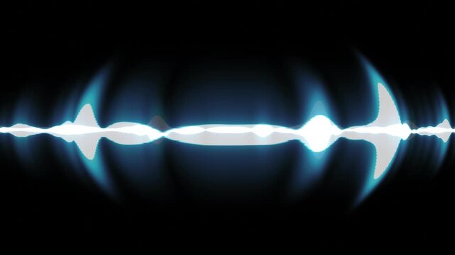 Fluid White Waveform Pulsing Within Aurora Blue Halo of Shimmering Rays