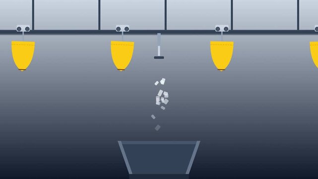 Automated Industrial Laundry Monorail and Gravity Sorting Drop System for Commercial Textile Processing