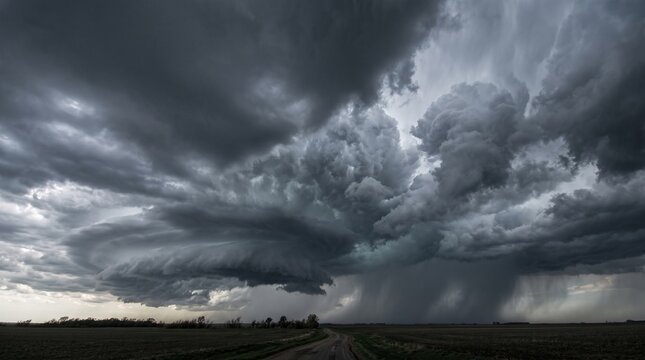 Dramatic storm clouds with rain