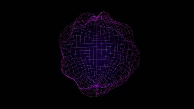 Abstract Neon Cybernetic Wave Sphere Loop Seamless Loop with #ff005...
