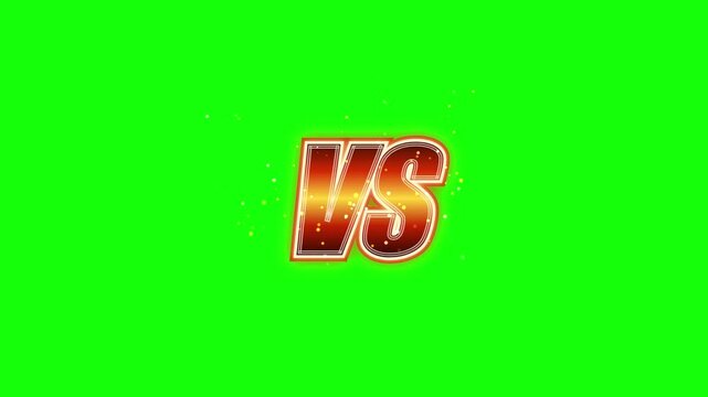 Dynamic golden versus text logo animation with glowing spark effects on a green screen background, perfect for battle and competition videos.