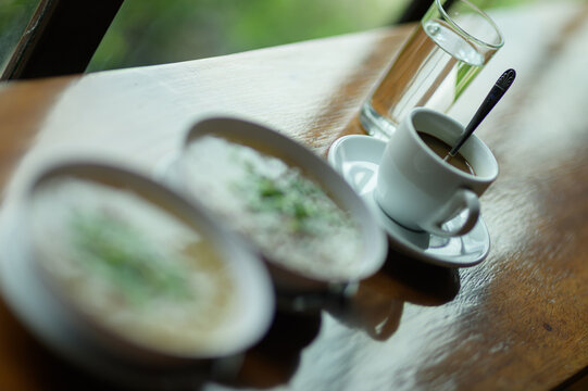 Delicious Breakfast Scene with Coffee and Fresh Food on Table