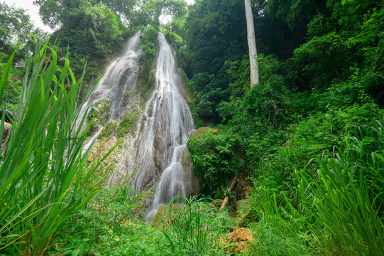 Serene Namtok Waterfall Behind the Gorge at a Popular Tourist Attraction