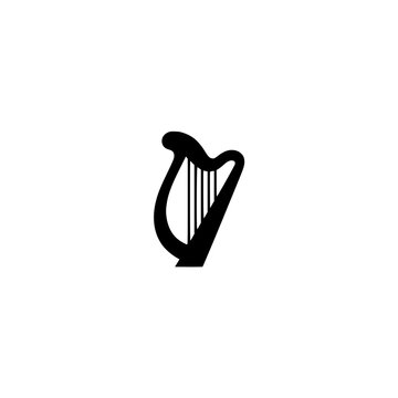 Harp icon. Solid black glyph of a harp for music and audio.