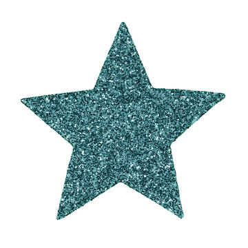 Christmas Xmas Scrapbooking Scrapbook Collage Template -  Turquoise Glitter Star Sticker, Isolated On Transparent Or White Background Png