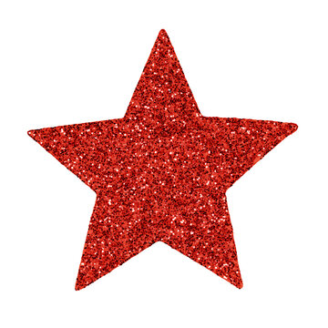 Christmas Xmas Scrapbooking Scrapbook Collage Template -  Red Glitter Star Sticker, Isolated On Transparent Or White Background Png