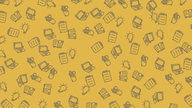 Seamless pattern with classroom theme video animation