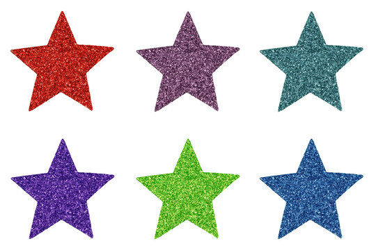 Christmas Xmas Scrapbooking Scrapbook Collage Template Star Stickers Set Collection -  Colored Glitter Star Sticker, Isolated On Transparent Or White Background Png