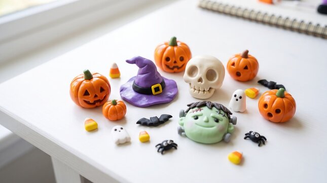 Handmade halloween polymer clay miniature figures