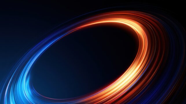 Circle Moving blue and orange light streak ray - 3d illustration
