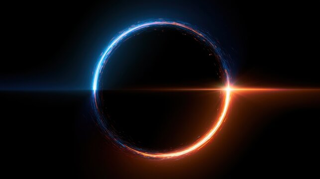 Circle Moving blue and orange light streak ray - 3d illustration
