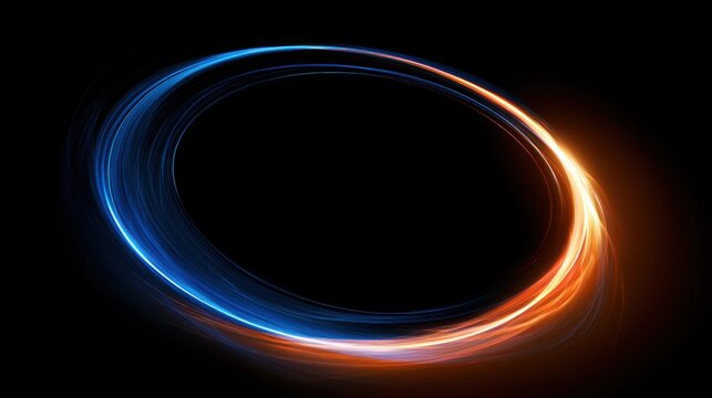 Circle Moving blue and orange light streak ray - 3d illustration
