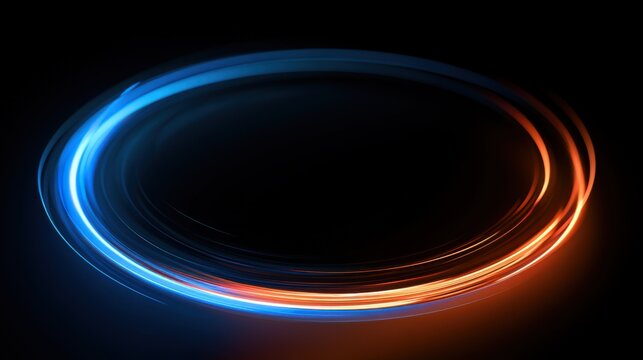 Circle Moving blue and orange light streak ray - 3d illustration
