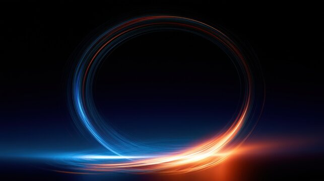 Circle Moving blue and orange light streak ray - 3d illustration
