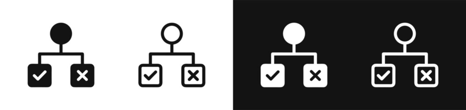 Decision tree flowchart icon set vector illustration