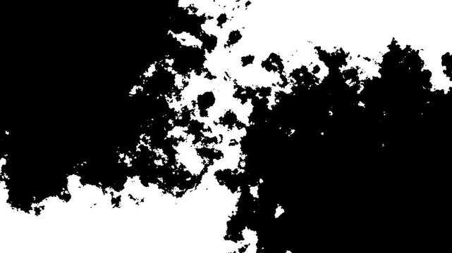 abstract fluid ink motion background, dynamic black drip bleeding through paper watercolor splash reveal turbulent brush, Liquid black ink is emerging from both sides of the paper and spreading out 4k