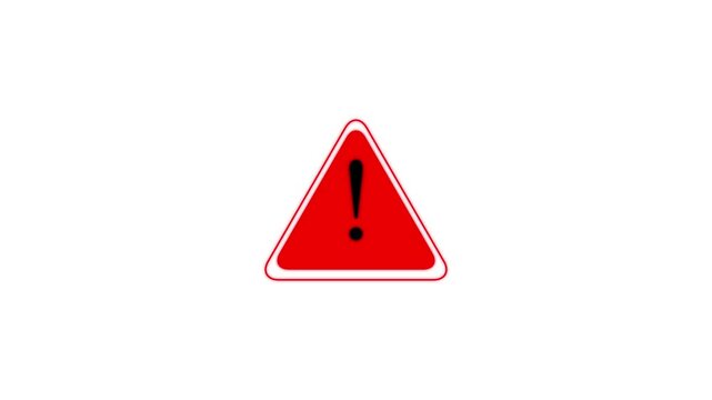 Pulsing red warning triangle with exclamation mark for alert and safety notifications caution danger