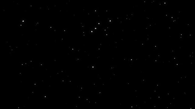 Falling snowflakes black background. delicate winter particles drifting downward with varied sizes and realistic depth, creating a natural snowfall effect. christmas overlay, seamless 4k animation.
