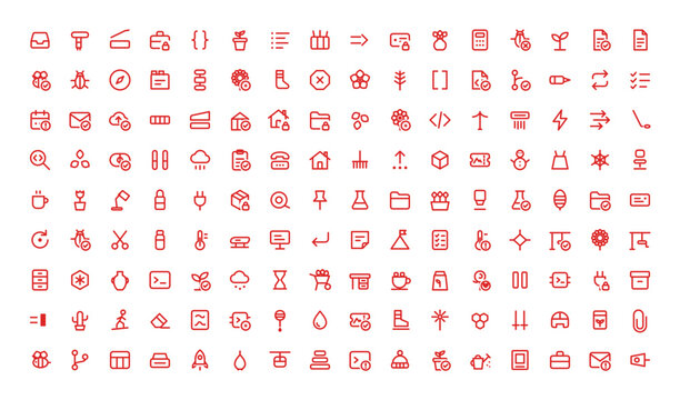144 colored line icons mega pack with window box and code search