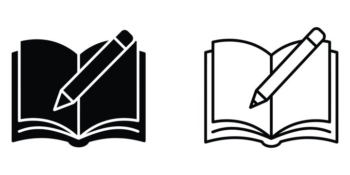 open books with pencils showing writing or drawing activity isolated on transparent background