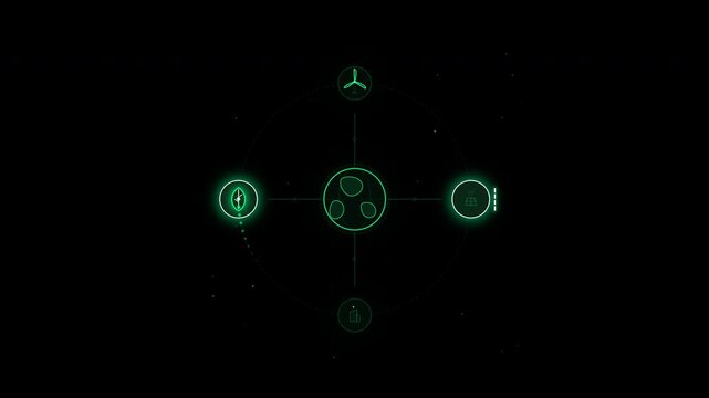 Esg strategy and sustainability growth interface symbols on black