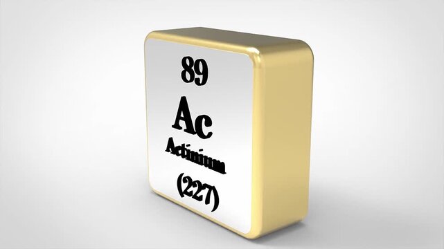 3D Rotating Actinium Ac Element From Periodic Table, 90 Degree Rotation, Scientific Chemistry Concept, 4K Clean Render