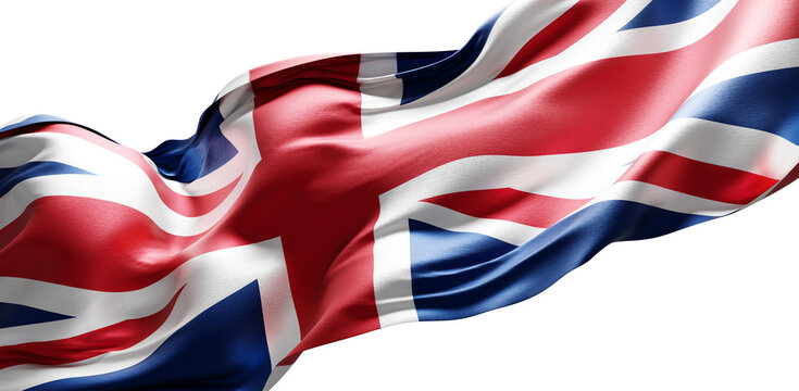 United Kingdom flag flowing isolated on transparent background 3D render