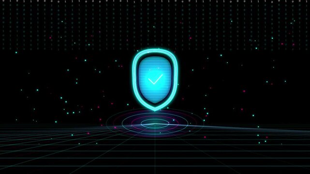 Cyber Shield Quantum Firewall Hologram Grid Motion Graphic