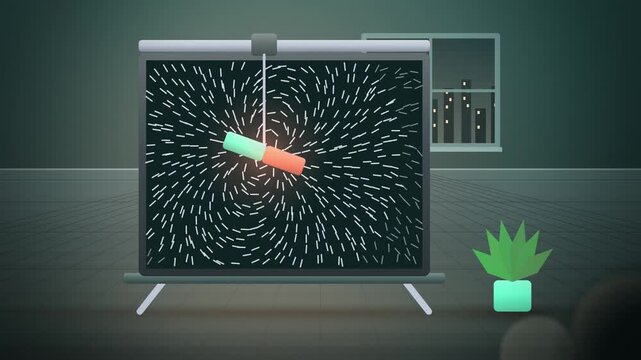 Iron filings around a moving bar magnet quantum physics tilted view