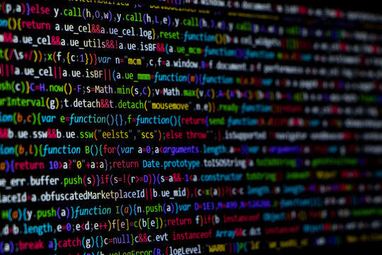Technology abstract background of coding screen for web developer, software developer, data analysis, data scientist.