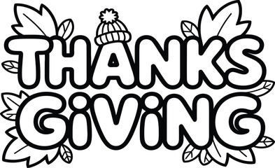 Fototapeta premium Happy Thanksgiving Typography greeting card design with colorful autumn leaves, elegant calligraphy lettering, lettering holiday quote and Turkey Illustrations.