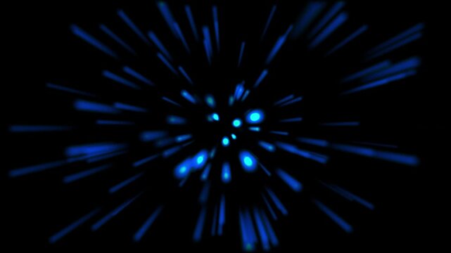 Animated Blue Hyperspace Light Burst Speed Lines Loop with Alpha Channel Transparent Background Motion Graphic Video Element for Sci-Fi Space Travel Warp Speed.