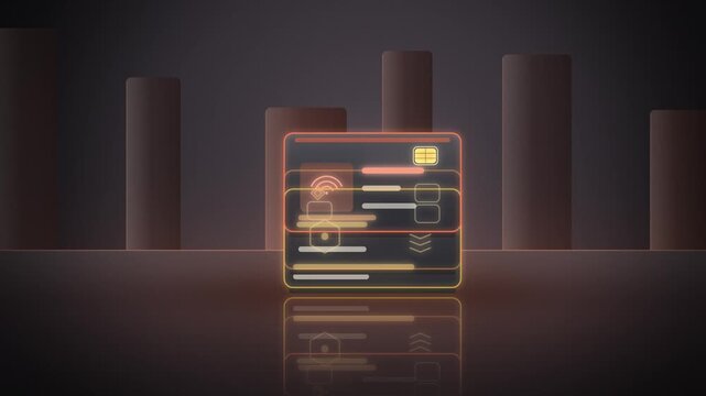 Credential card stack for digital identity close-up coming to life