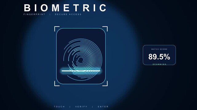 Digital fingerprint scanning progression with progress percentage on dark background