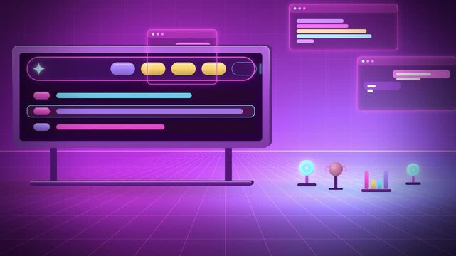 Next token autocomplete suggestion list wide scene seamless loop
