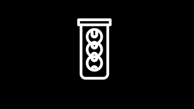 Abstract scientific icons representing research and development in a laboratory setting