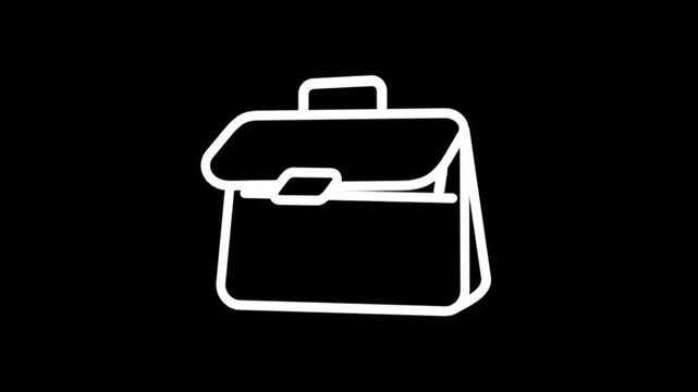 Animated icon of a briefcase opening and closing on a black background