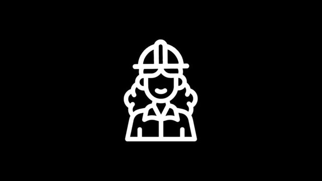 Animated Viking Woman Icon with Braids and Helmet on Black Background