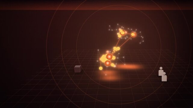 Orange cosmic neural network lighting up in space close-up design