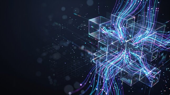Abstract Data Flow Through Transparent Cubes - Digital Network