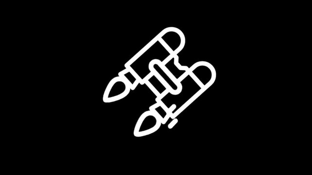 Animated jetpack icon with exhaust flames for futuristic travel and adventure