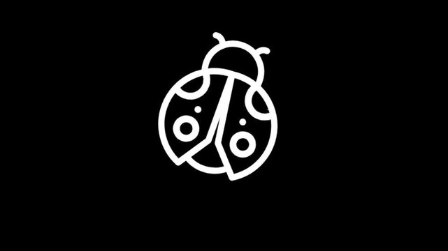 Simple white ladybug icon animation on black background