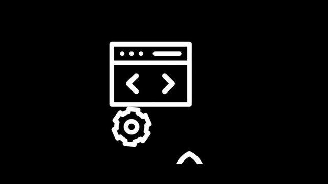 Software development progress with coding and rocket launch icons