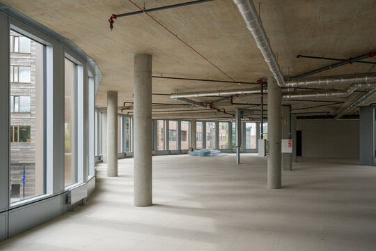 Empty Space With Large Windows in a Newly Build Building