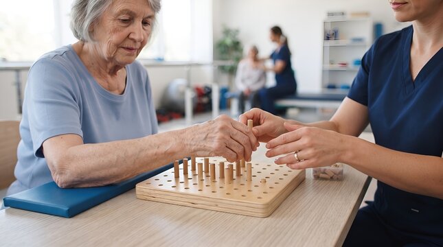 Stroke Survivor Finger Coordination Therapy With Peg Board