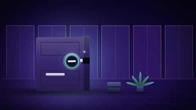 Purple smart deadbolt retracting on a door passkey login wide scene